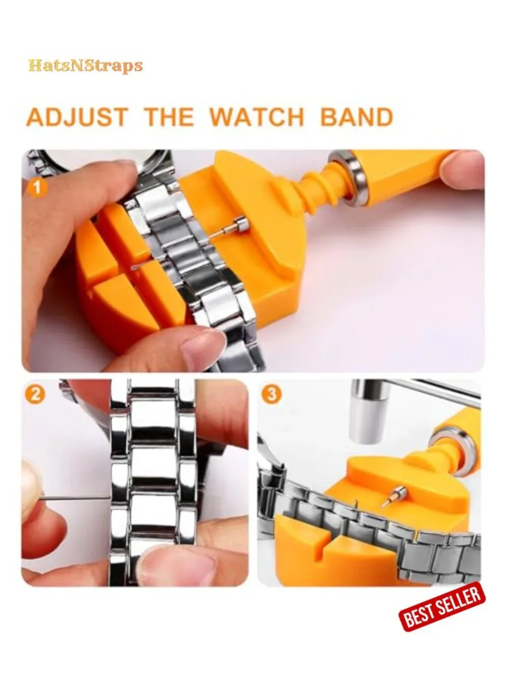 Watch Link Removal Kit with Hammer, 20 Spare Pins, Professional Repair Tool